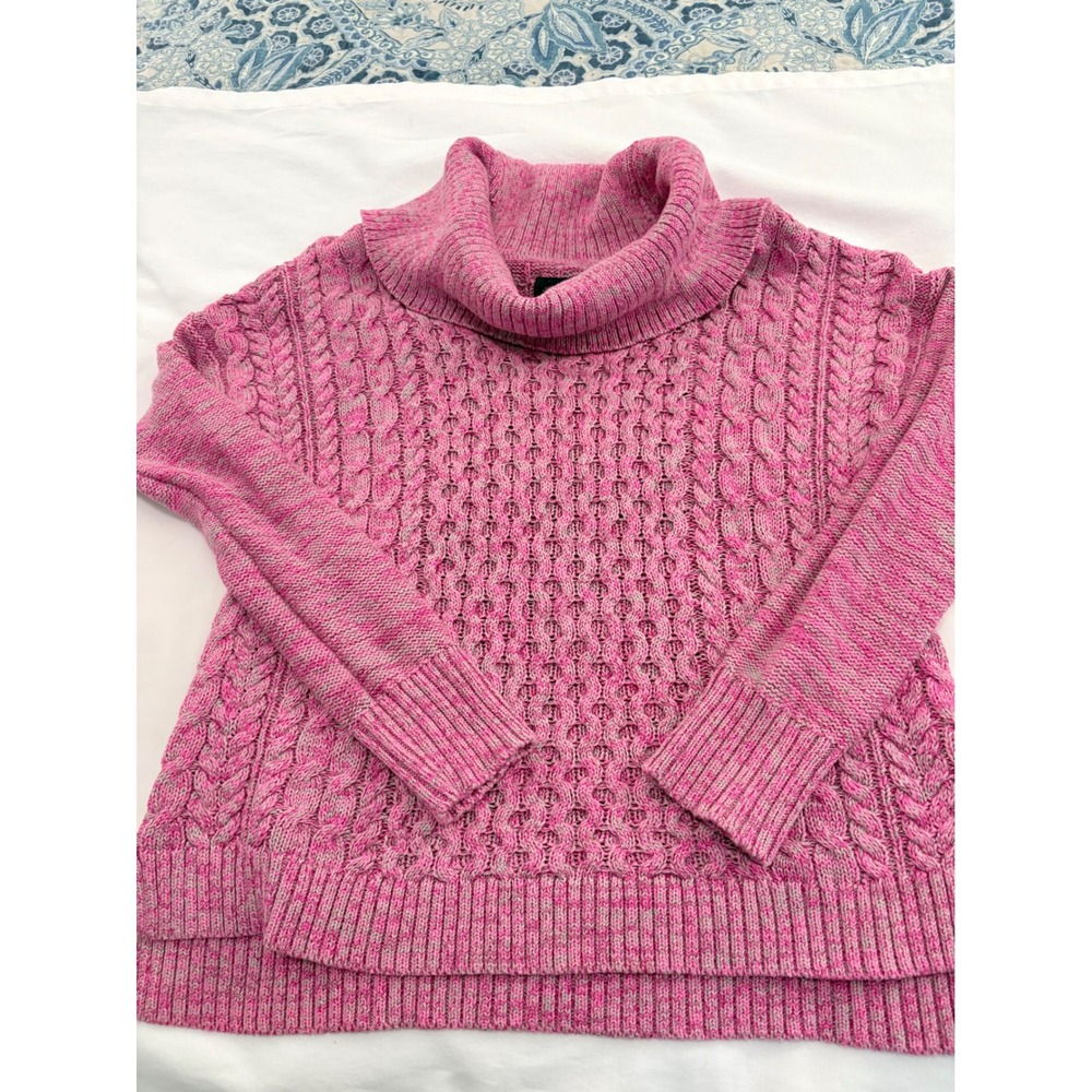 American Eagle Pink Marled Cable Knit Turtleneck Sweater Womens Medium